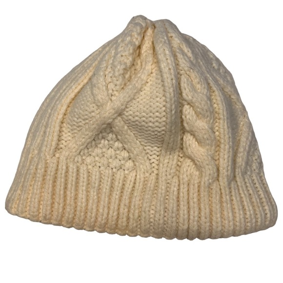 COLUMBIA WHITE FLORAL KNIT BEANIE HAT WOMEN'S one size - Picture 4 of 5